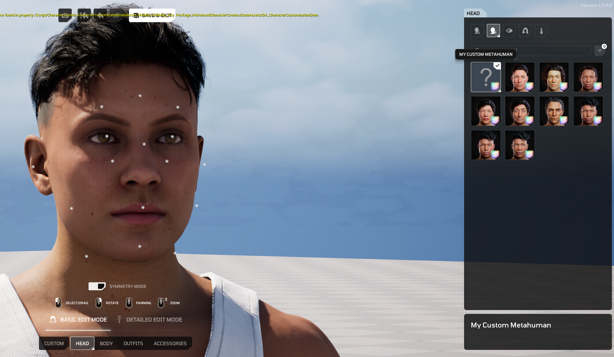 Custom head appearing in the in-game character creator