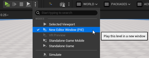 Play-in-Editor step in UE UI