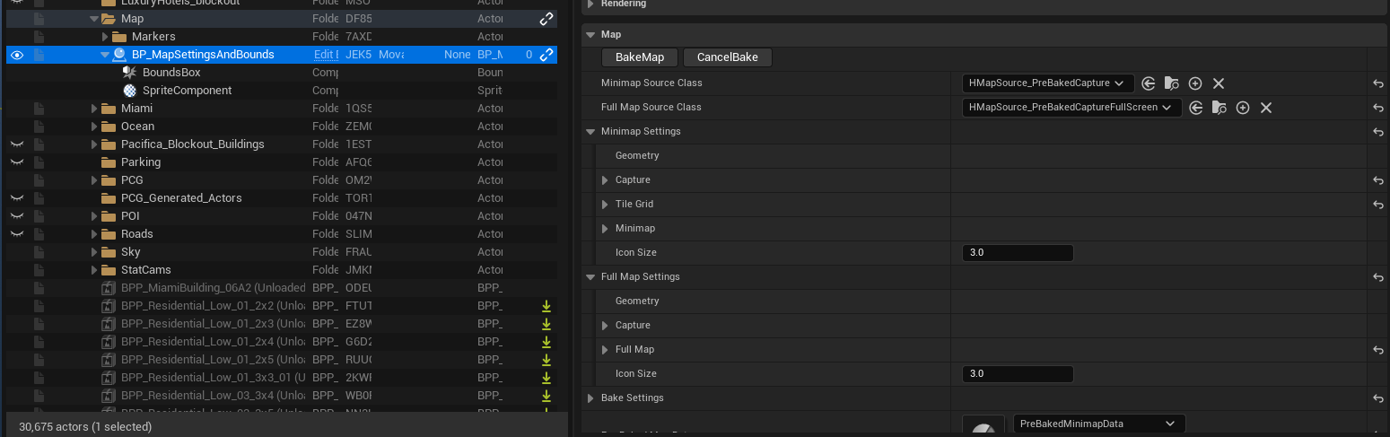 The most-used settings on the Map Settings actor