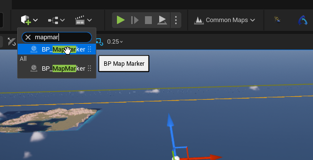 Add a Map Marker from the Place Actors panel